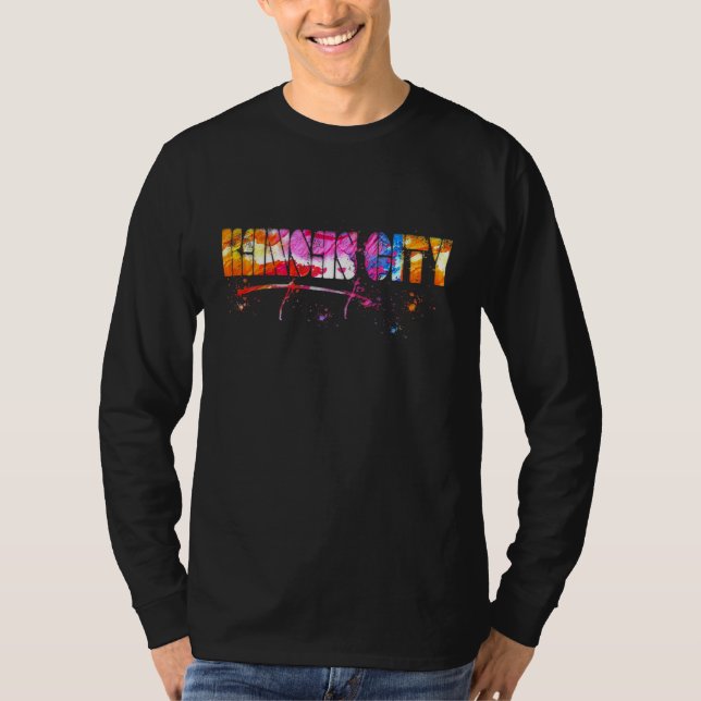 Colorful Kansas City Lettering  Watercolor Kansas  T Shirt (Framsida)