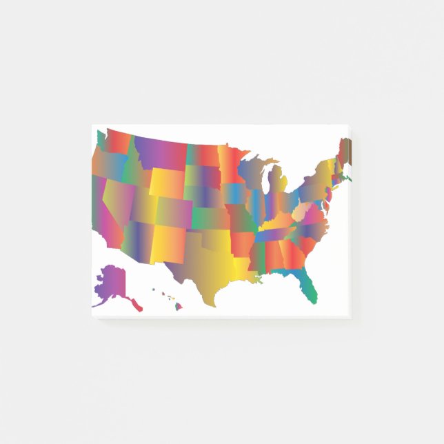 Colorful Karta i Amerika Post-it Block (Framsida)