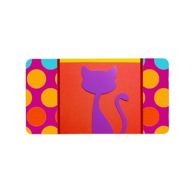 Colorful Kattunge Polka Dot Mönster Adressetikett (Framsidan)