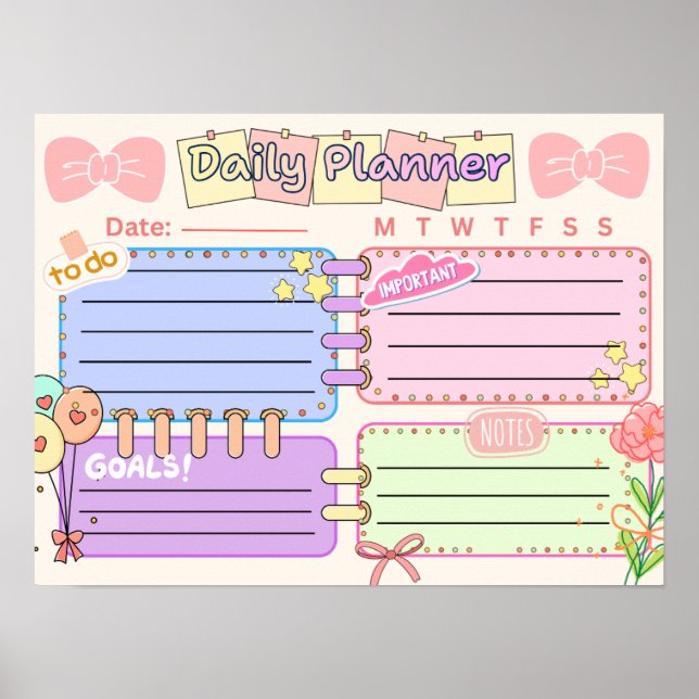 colorful kawaii  daily planner poster (Framsidan)