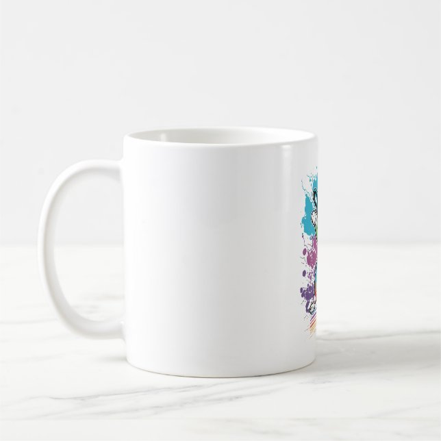 Colorful Kawaii Dancing Boston Terrier Kaffemugg (Vänster)