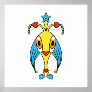 Colorful kawaii söt tecknade figurer poster