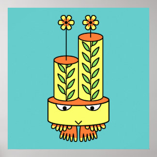 Colorful kawaii söt tecknade figurer poster