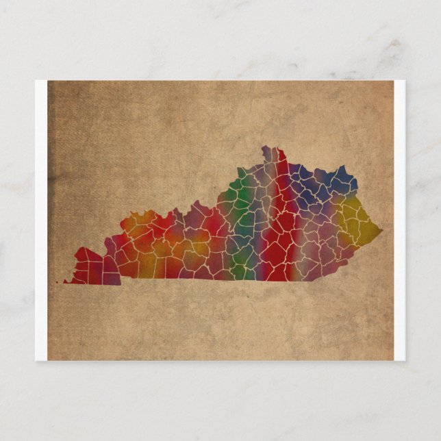 Colorful Kentucky Counties Art Vykort (Framsida)