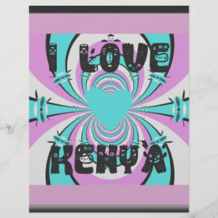Colorful Kenya Kärlek: Lila Cyan White Funny