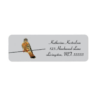 Colorful Kestrel on a Powerline Return  Returadress Etikett