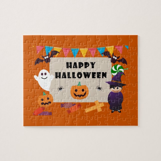 Colorful Kids Costume Halloween fest Pussel (Horisontell)
