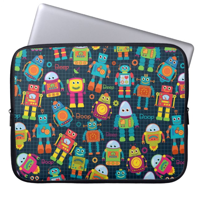 Colorful Kids Robot Laptop Fodral (Framsidan)