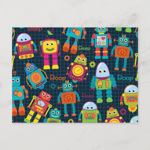 Colorful Kids Robot Vykort