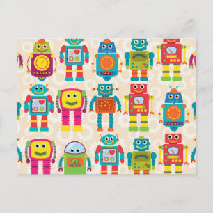 Colorful Kids Robot Vykort