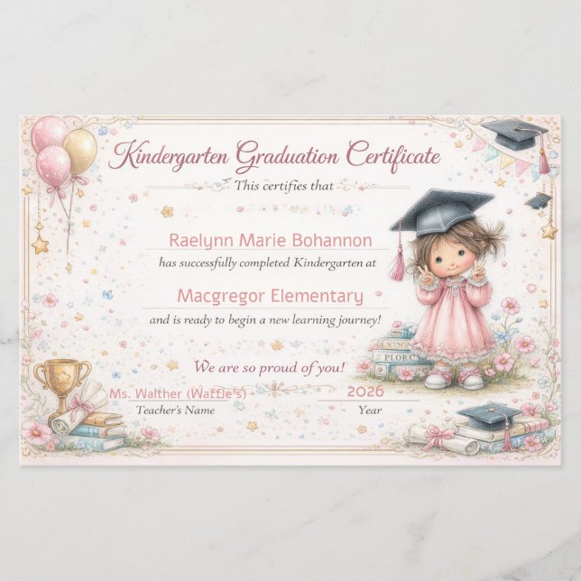 Colorful Kindergarten Graduation Certificate  (Framsida)