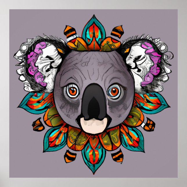 Colorful Koala Mandala Unik och intressant Poster (Framsidan)