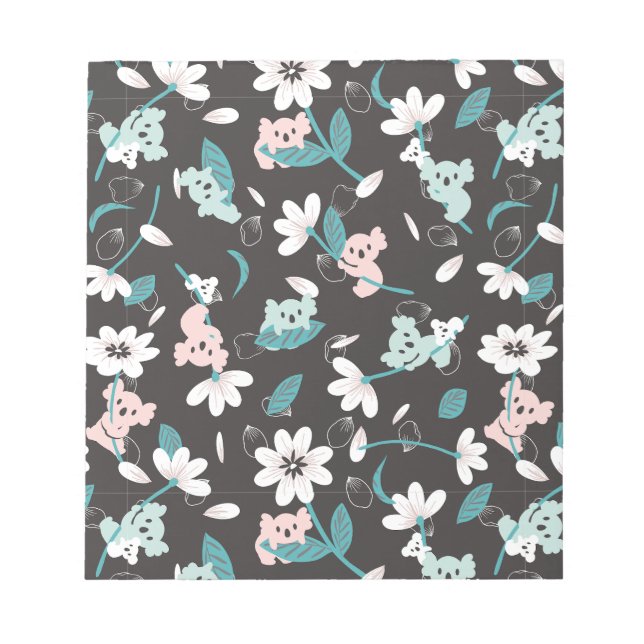 Colorful Koala Pattern Cute Animal and Floral Anteckningsblock (Framsida)