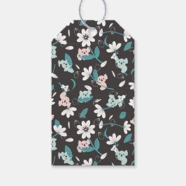 Colorful Koala Pattern Cute Animal and Floral Presentetikett