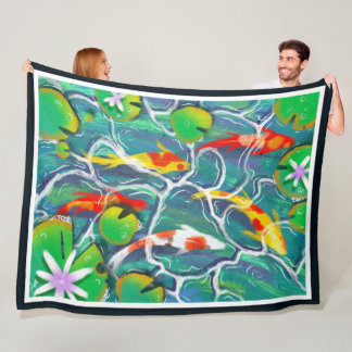 Colorful Koi Pond Fleecefilt