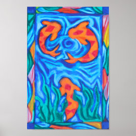 Colorful Koi Pond Poster