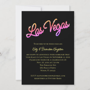 Colorful Las Vegas Sparkles Post Bröllop Inbjudningar