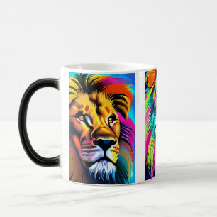 Colorful Lejon Digital Art Magisk Mugg