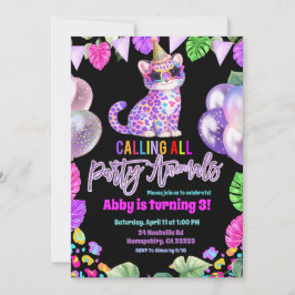 Colorful Leopard Birthday Invitation Inbjudningar
