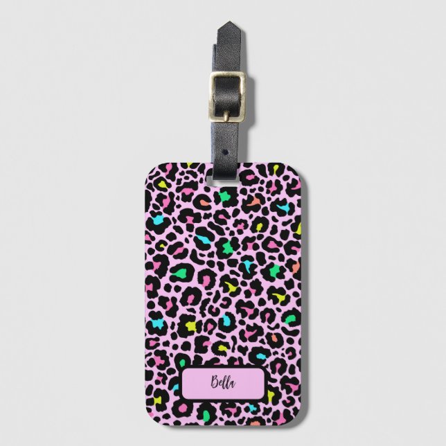 Colorful Leopard Mönster Bagagebricka (Framsida vertikal)