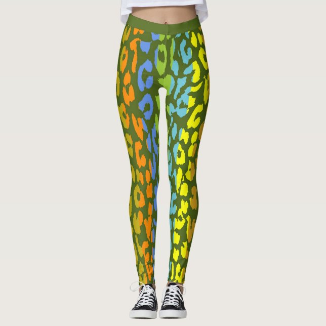 Colorful Leopard Skin Mönster #4 Leggings (Framsida)