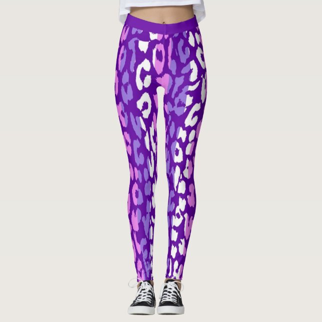 Colorful Leopard Skin Mönster Leggings (Framsida)