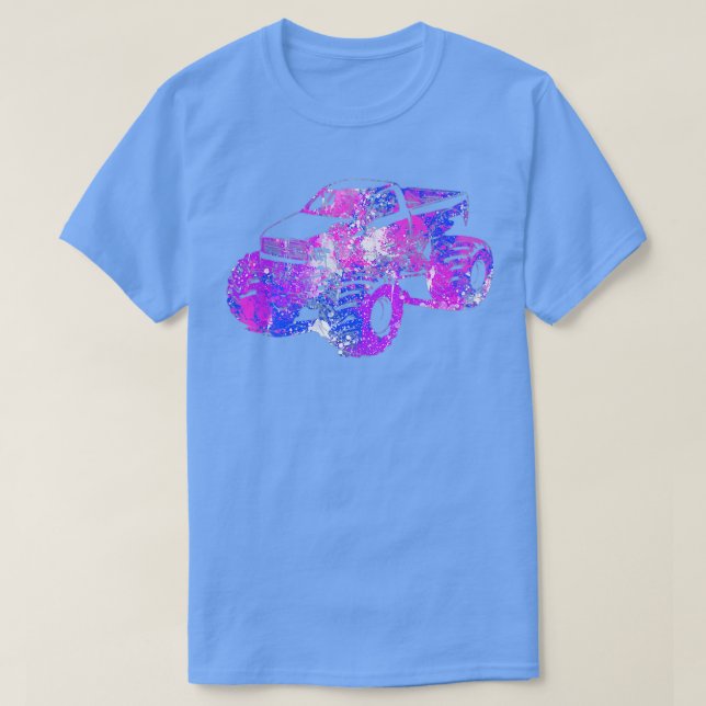 Colorful Lila Monster Lastbil Art T Shirt (Design framsida)