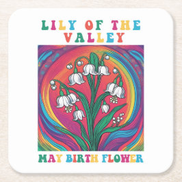 Colorful Lily of the Valley May Birth Month Flower Underlägg Papper Kvadrat