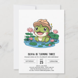 Colorful Little Frog Digital Birthday Inbjudningar