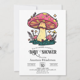 Colorful Little Mushroom Baby Shower Inbjudningar