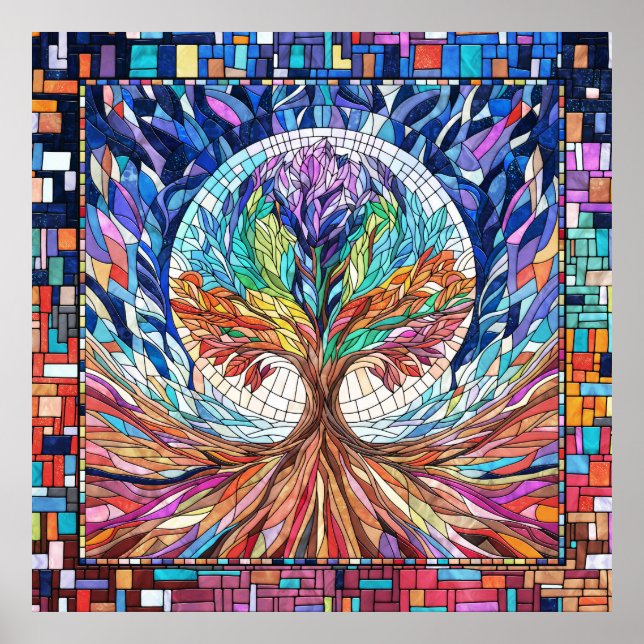 Colorful Livets träd Mosaic art Poster (Framsidan)