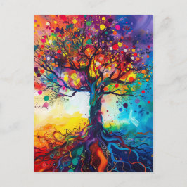 Colorful Livets träd Rainbow Serenity Nature Art Vykort