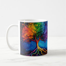 Colorful Livets träd Roots Knowledge Wisdom Peace Kaffemugg