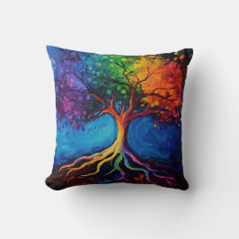 Colorful Livets träd Roots Knowledge Wisdom Peace Kudde
