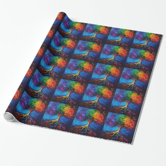 Colorful Livets träd Roots Knowledge Wisdom Peace Presentpapper