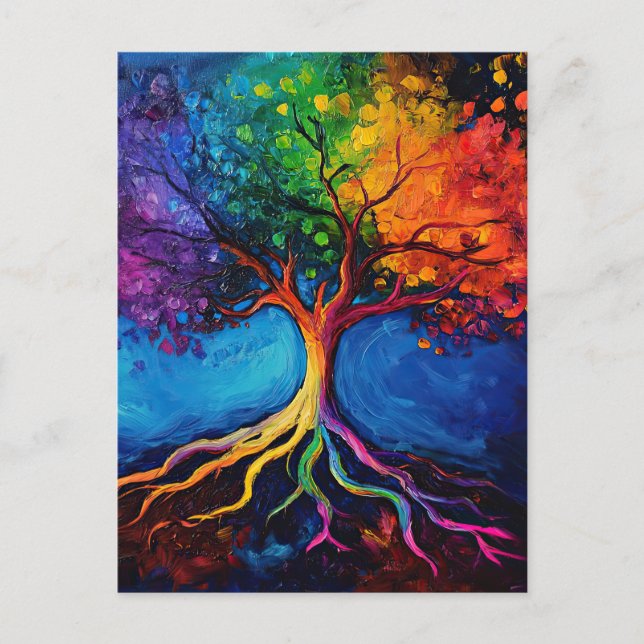 Colorful Livets träd Roots Knowledge Wisdom Peace Vykort (Framsida)