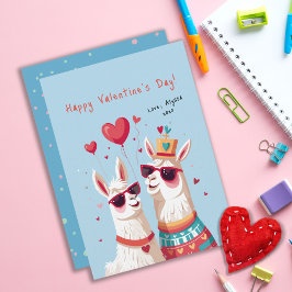 Colorful Llama Kids Classroom Valentine Day Kort