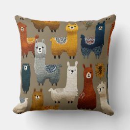 Colorful Llamas And Alpacas Mingle Kudde