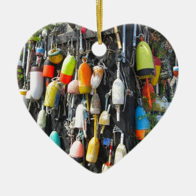 Colorful Lobster Buoys Julgransprydnad Keramik (Framsidan)