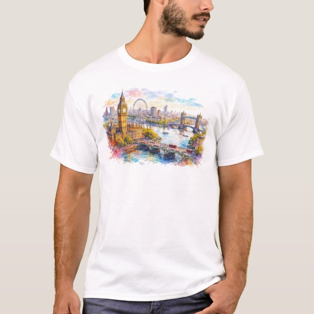 Colorful London cityscape T Shirt (Framsida)