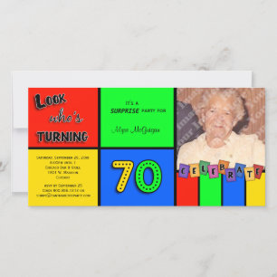 Colorful look Whos Turning 70 Birthday Inbjudan