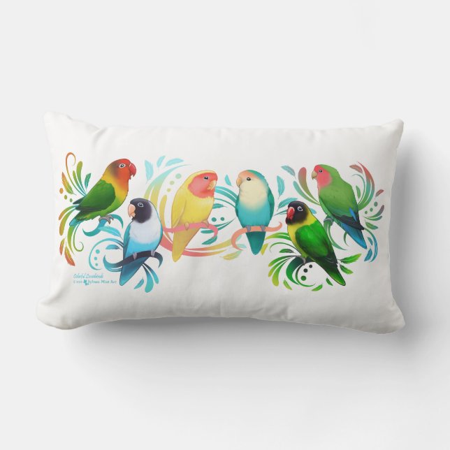 Colorful Lovebird Group Lumbarkudde (Framsida)