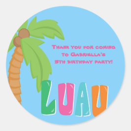 Colorful Luau Handflatan Träd Round Sticker Runt Klistermärke