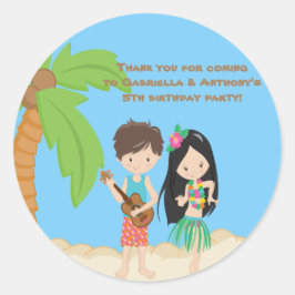 Colorful Luau Hawaiian Kids Tack Sticker Runt Klistermärke