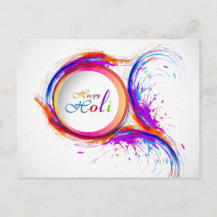 Colorful Lycklig Holi Paint Swirl Vykort