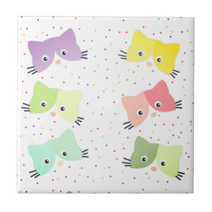 Colorful Lycklig Kittens Mönster Kakelplatta