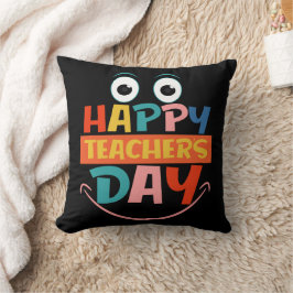 Colorful Lycklig Teacher Day Funny Ansikte Kudde