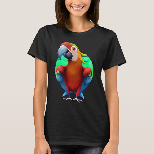 Colorful Macaw Parrot Sunset T Shirt (Framsida)