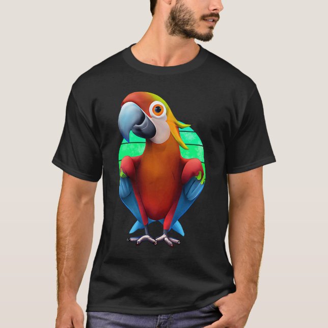 Colorful Macaw Parrot Sunset T Shirt (Framsida)