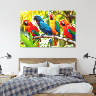 Colorful Macaw Parrots Bird Art Canvastryck